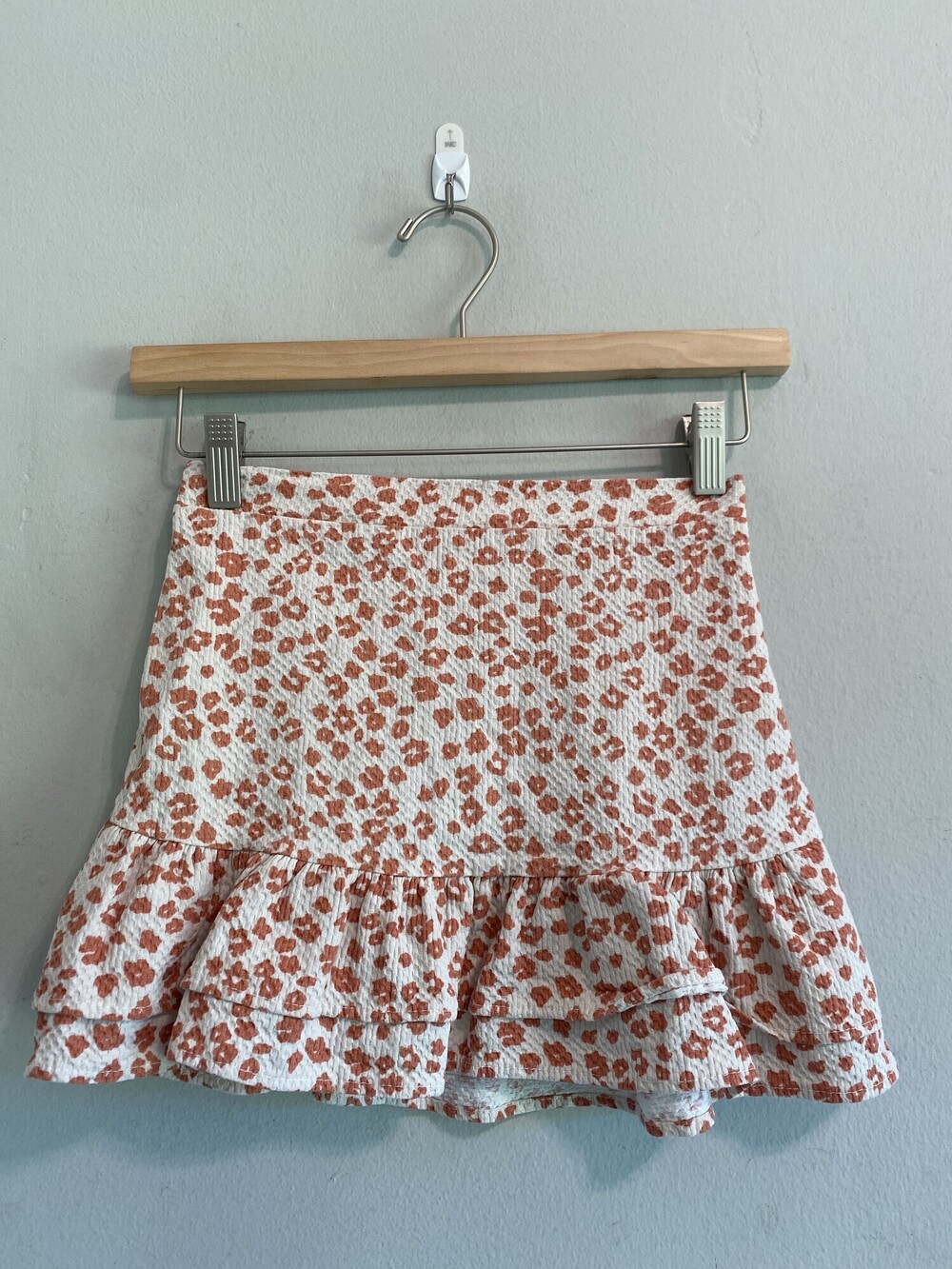 Jessica Simpson Girls Rust Leopard Animal Print Tiered Skirt Size 7 8
